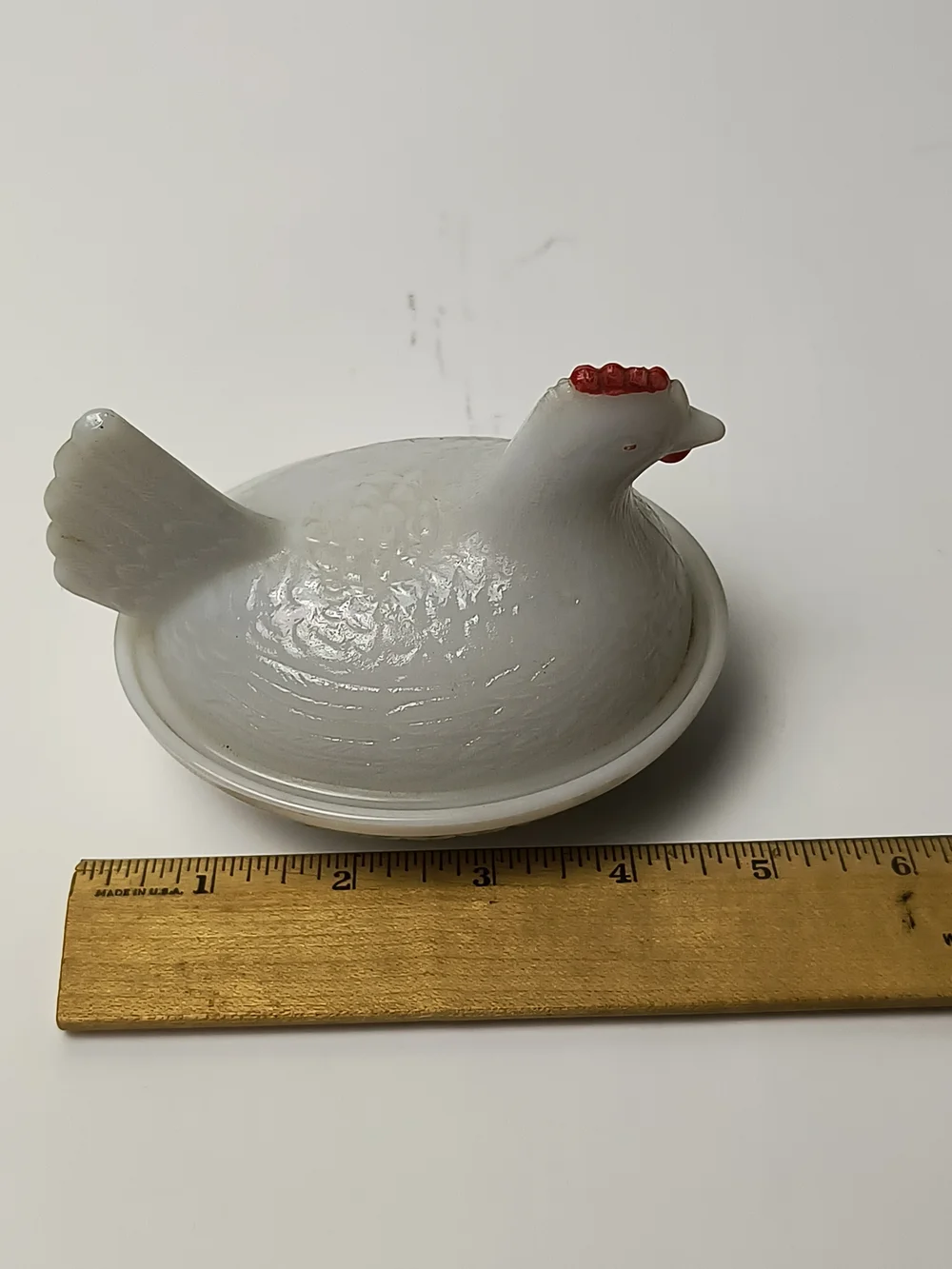Vintage Milk Glass Hen On Nest Dish Decorative Trinket Holder - Jewelry